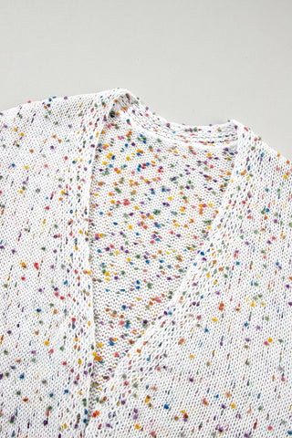Colorful Confetti Long Cardigan - White