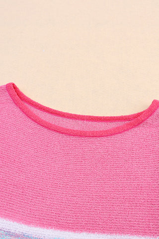 Pink and Mint Bell Sleeve Sweater