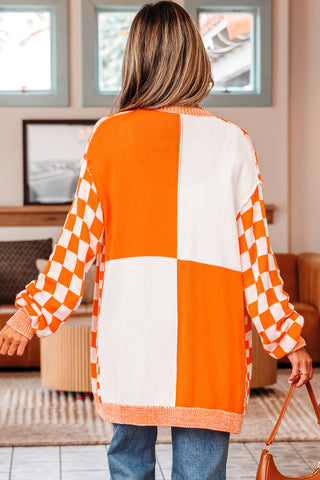 Checkered Cardigan - Orange