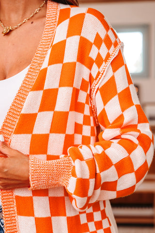 Checkered Cardigan - Orange