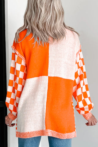 Checkered Cardigan - Orange