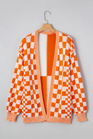 Checkered Cardigan - Orange