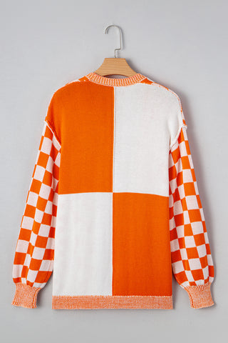 Checkered Cardigan - Orange