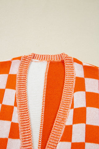 Checkered Cardigan - Orange