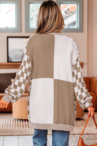 Checkered Cardigan - Taupe