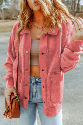 Vintage Wash Shacket - Pink