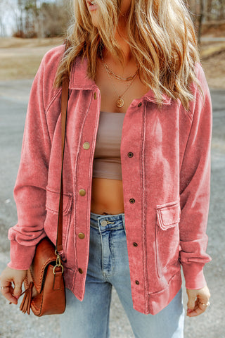 Vintage Wash Shacket - Pink