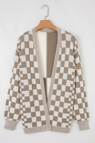 Checkered Cardigan - Taupe