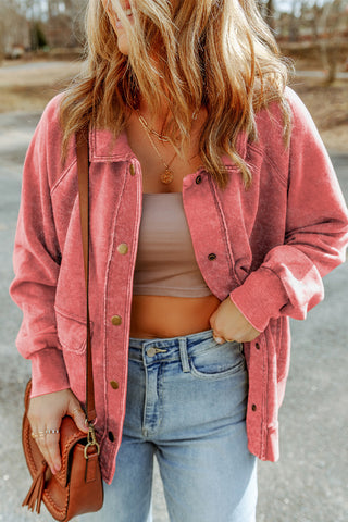 Vintage Wash Shacket - Pink