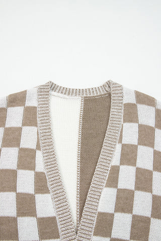 Checkered Cardigan - Taupe