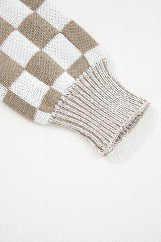 Checkered Cardigan - Taupe