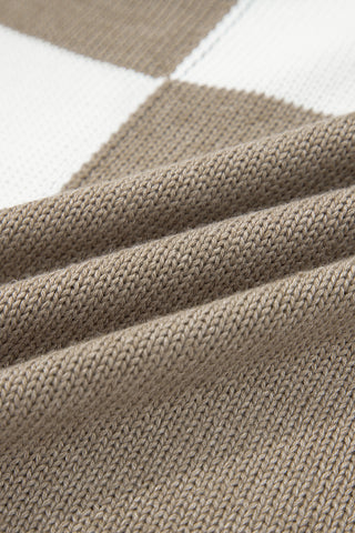 Checkered Cardigan - Taupe
