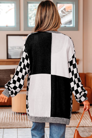 Checkered Cardigan - Black