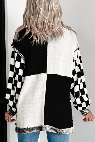 Checkered Cardigan - Black