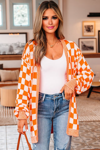 Checkered Cardigan - Orange