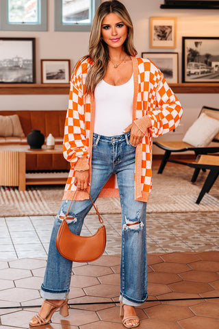 Checkered Cardigan - Orange