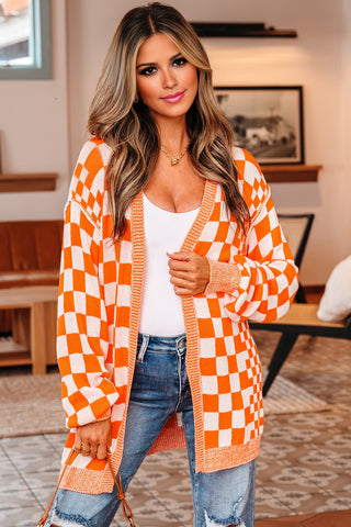 Checkered Cardigan - Orange