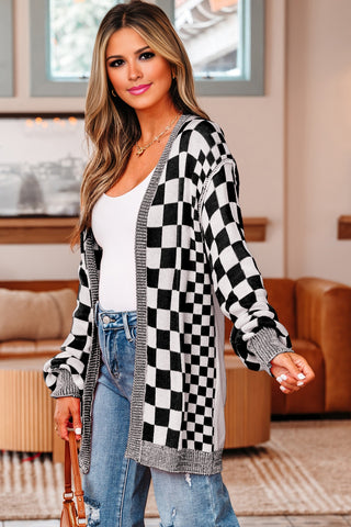 Checkered Cardigan - Black