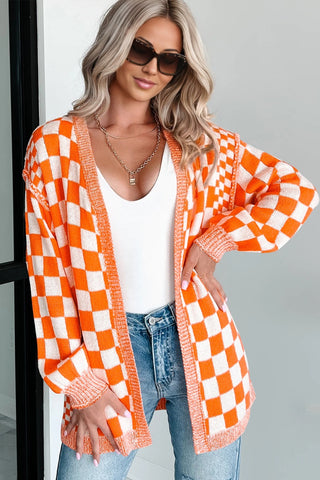 Checkered Cardigan - Orange