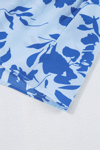 Santorini Sunsets Midi Dress - Blue Floral