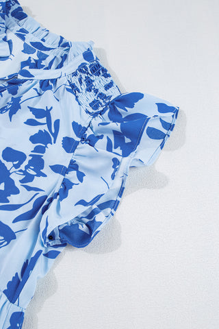 Santorini Sunsets Midi Dress - Blue Floral
