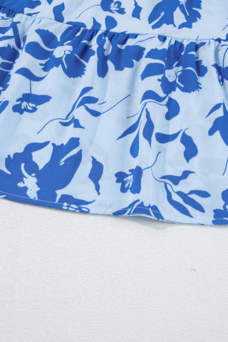 Santorini Sunsets Midi Dress - Blue Floral
