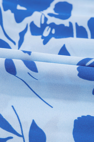 Santorini Sunsets Midi Dress - Blue Floral