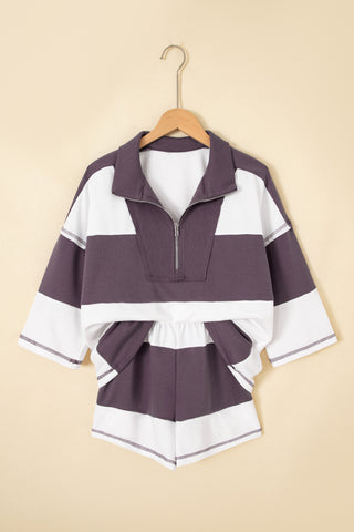 Half Sleeve Two Piece Set - Gray