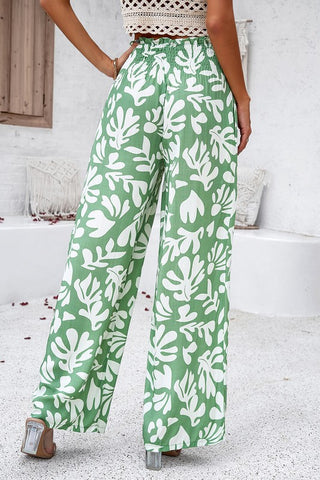 Abstract Wide Leg Pants - Green