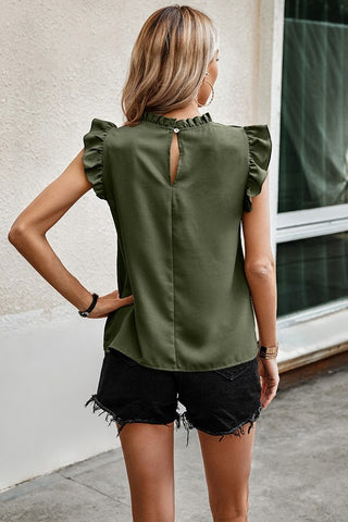 Pleated Sleeveless Top - Olive