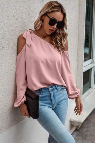 One Shoulder Tie Top - Pink