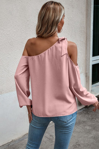 One Shoulder Tie Top - Pink