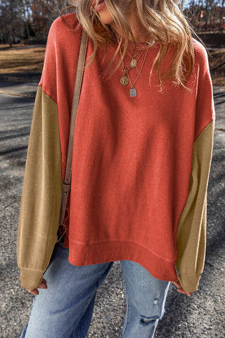 Contrast Sleeve Sweatshirt - Rust