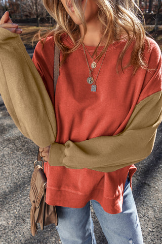Contrast Sleeve Sweatshirt - Rust