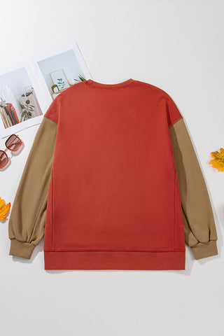 Contrast Sleeve Sweatshirt - Rust
