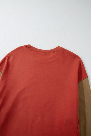Contrast Sleeve Sweatshirt - Rust