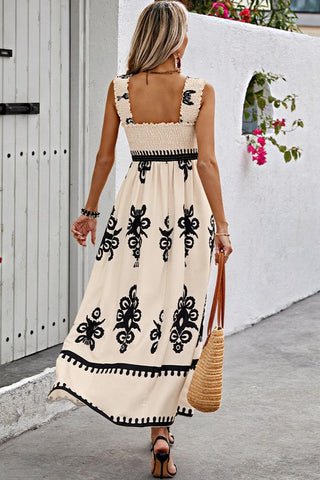 Damask Maxi Dress - Beige