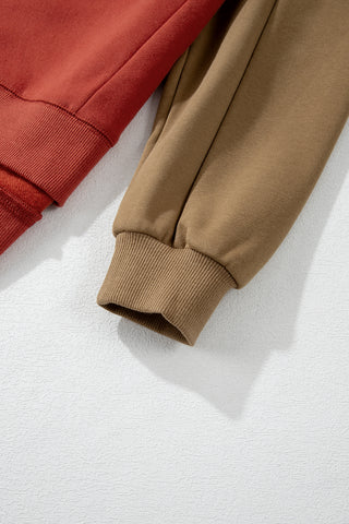 Contrast Sleeve Sweatshirt - Rust