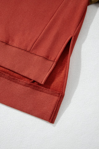 Contrast Sleeve Sweatshirt - Rust