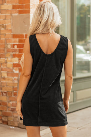 Corduroy Jumper Dress - Black