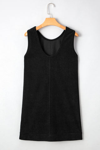 Corduroy Jumper Dress - Black
