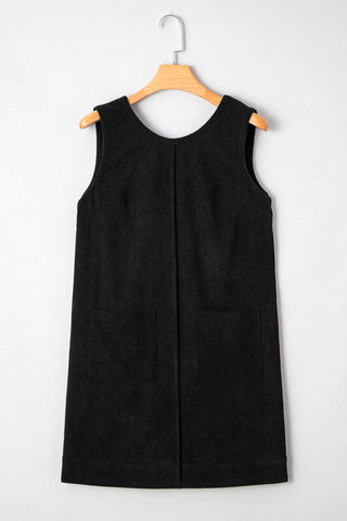 Corduroy Jumper Dress - Black