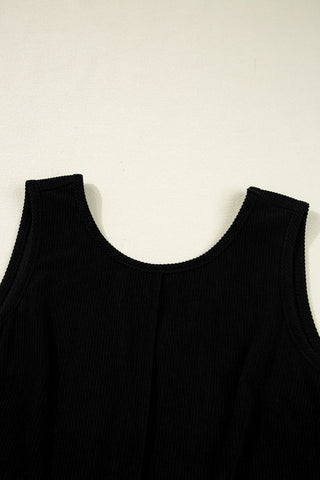 Corduroy Jumper Dress - Black