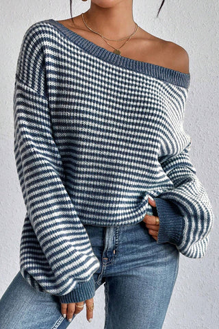Off Shoulder Sweater - Sailor Blue