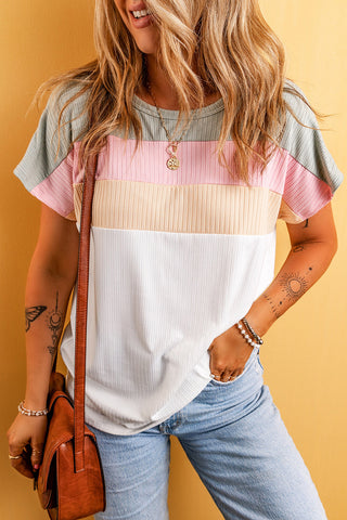 Pastel Short Sleeve Spring Top - Pink