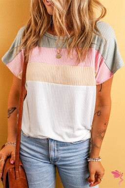 Pastel Short Sleeve Spring Top - Pink