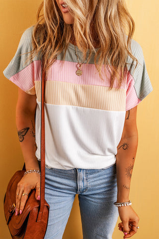 Pastel Short Sleeve Spring Top - Pink