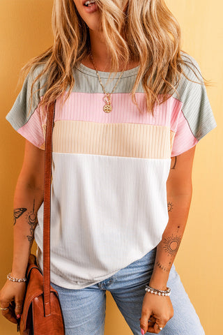 Pastel Short Sleeve Spring Top - Pink