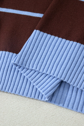 Brown and Blue Sleeveless Sweater