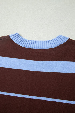 Brown and Blue Sleeveless Sweater